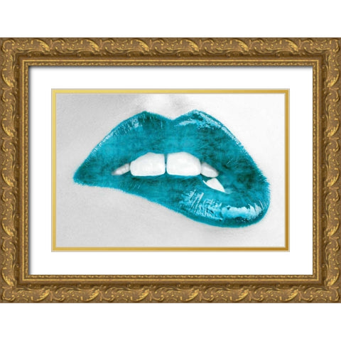 Luscious Teal Gold Ornate Wood Framed Art Print with Double Matting by McGuire, Sarah