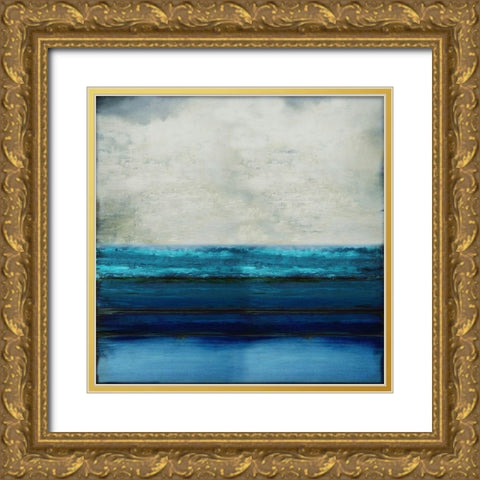 Highlighted Aqua Gold Ornate Wood Framed Art Print with Double Matting by Hamilton, Taylor
