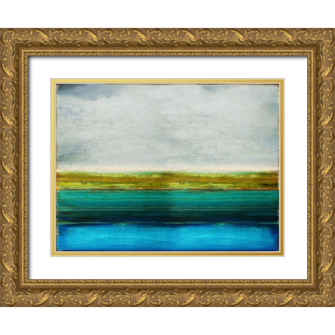 Turquoise Reflection Gold Ornate Wood Framed Art Print with Double Matting by Hamilton, Taylor