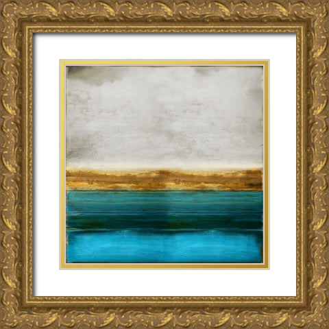 Gold onTurquoise Gold Ornate Wood Framed Art Print with Double Matting by Hamilton, Taylor