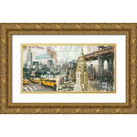 New York Gold Ornate Wood Framed Art Print with Double Matting by Burke, Tyler