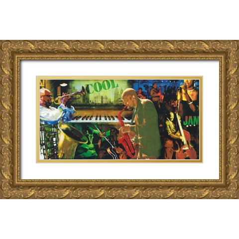 Cool Jazz Gold Ornate Wood Framed Art Print with Double Matting by Burke, Tyler