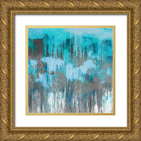 Unleashed Aqua Gold Ornate Wood Framed Art Print with Double Matting by Conley, Tom