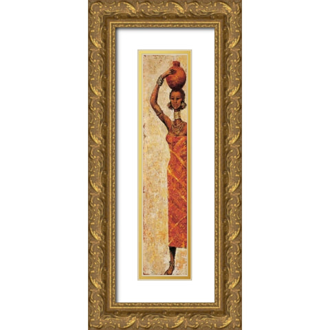 African Woman I Gold Ornate Wood Framed Art Print with Double Matting by Halley, Terence