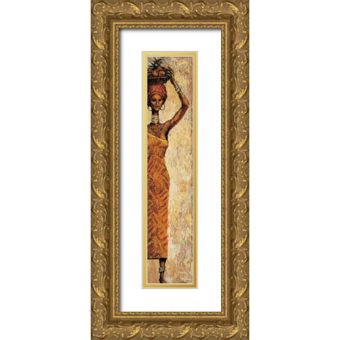 African Woman II Gold Ornate Wood Framed Art Print with Double Matting by Halley, Terence