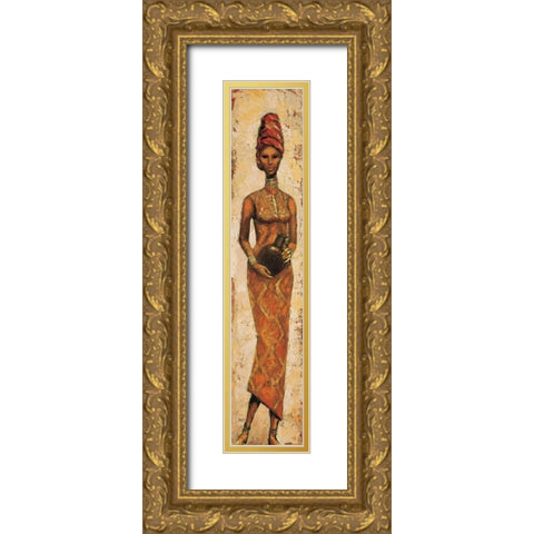 African Woman III Gold Ornate Wood Framed Art Print with Double Matting by Halley, Terence