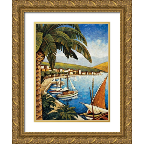 Cote d Azur I Gold Ornate Wood Framed Art Print with Double Matting by Young, Thomas