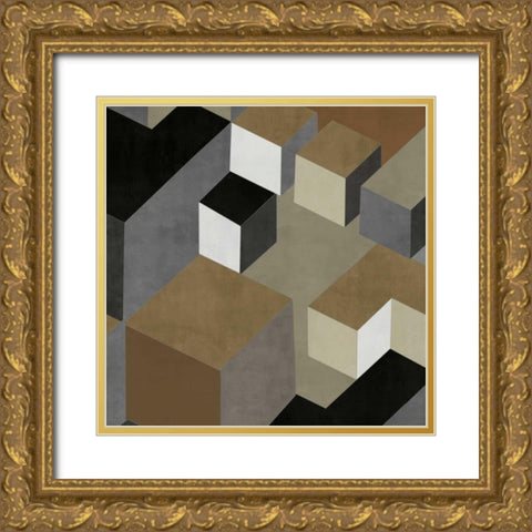 Cubic in Neutral II Gold Ornate Wood Framed Art Print with Double Matting by Simmions, Todd