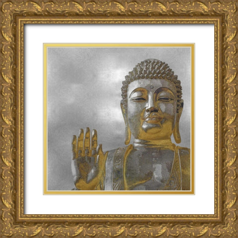 Silver and Gold Buddha Gold Ornate Wood Framed Art Print with Double Matting by Bray, Tom