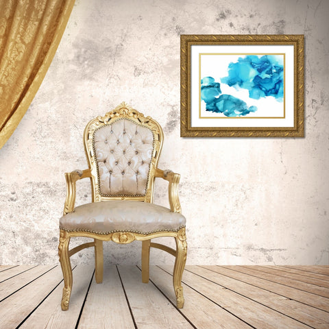 Elevate in Aqua Gold Ornate Wood Framed Art Print with Double Matting by Mitchell, Lauren