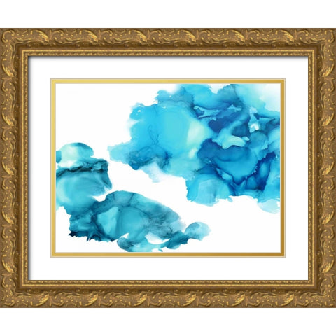 Elevate in Aqua Gold Ornate Wood Framed Art Print with Double Matting by Mitchell, Lauren