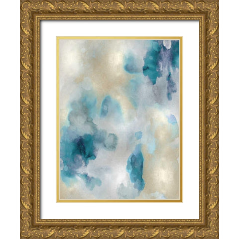 Whisper in Aqua III Gold Ornate Wood Framed Art Print with Double Matting by Mitchell, Lauren