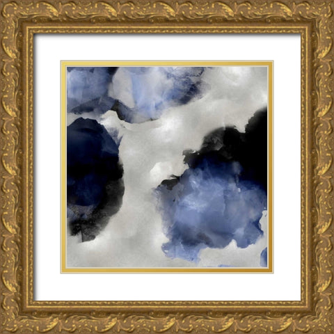Whisper in Indigo III Gold Ornate Wood Framed Art Print with Double Matting by Mitchell, Lauren