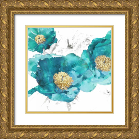 Aqua Trio I Gold Ornate Wood Framed Art Print with Double Matting by Austin, Vanessa