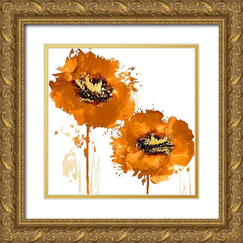 Flower Burst in Mandarin II Gold Ornate Wood Framed Art Print with Double Matting by Austin, Vanessa