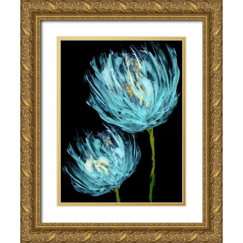 Aqua Tulips II Gold Ornate Wood Framed Art Print with Double Matting by Austin, Vanessa