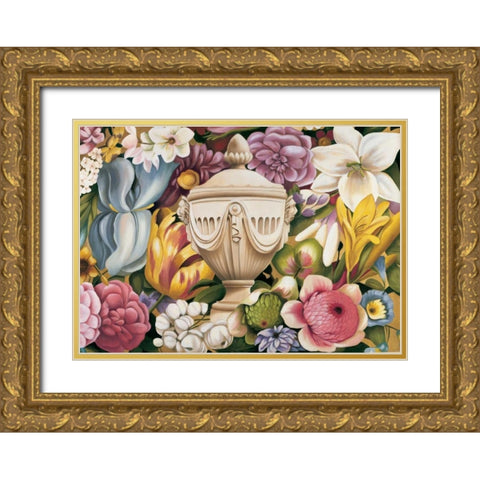 Floral Festa I Gold Ornate Wood Framed Art Print with Double Matting by Huntington, Virginia