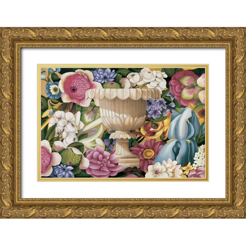 Floral Festa II Gold Ornate Wood Framed Art Print with Double Matting by Huntington, Virginia