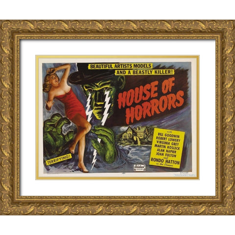 House Of Horror Gold Ornate Wood Framed Art Print with Double Matting by Anonymous