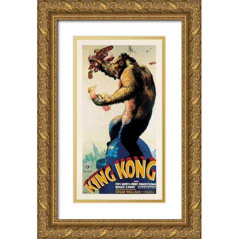 King Kong-1933 Gold Ornate Wood Framed Art Print with Double Matting by Anonymous