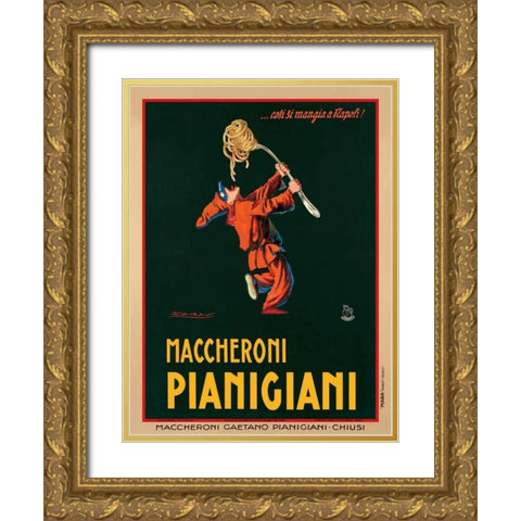 Maccheroni Pianigiani-1922 Gold Ornate Wood Framed Art Print with Double Matting by Mauzan, Achille Luciano