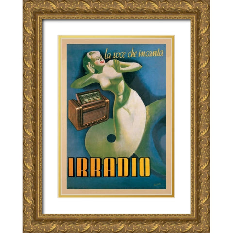 Irradio Gold Ornate Wood Framed Art Print with Double Matting by Boccasile, Gino
