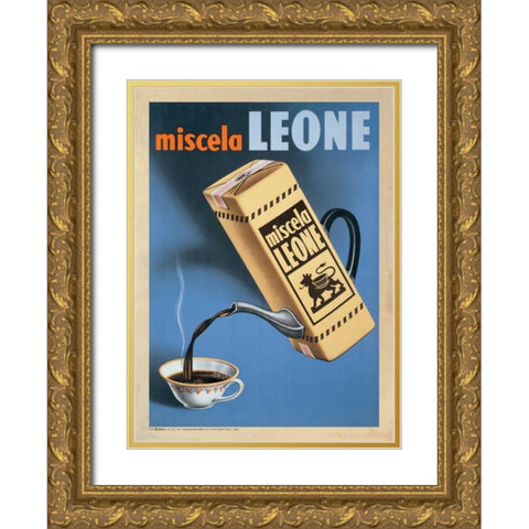 Miscela Leone-1950 Gold Ornate Wood Framed Art Print with Double Matting by Anonymous
