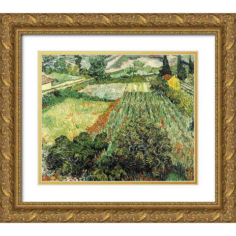 Feld mit Mohnblumen Gold Ornate Wood Framed Art Print with Double Matting by Van Gogh, Vincent