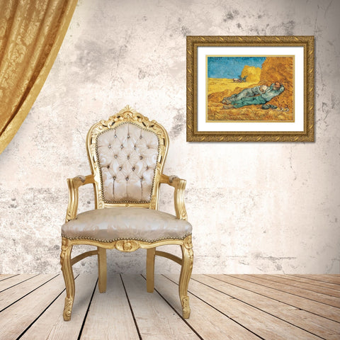 La Meridienne Gold Ornate Wood Framed Art Print with Double Matting by Van Gogh, Vincent