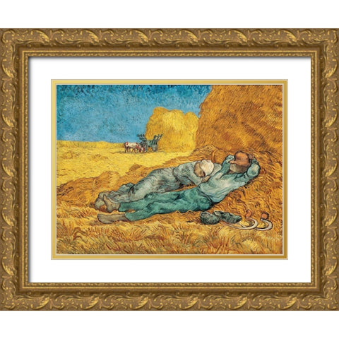 La Meridienne Gold Ornate Wood Framed Art Print with Double Matting by Van Gogh, Vincent