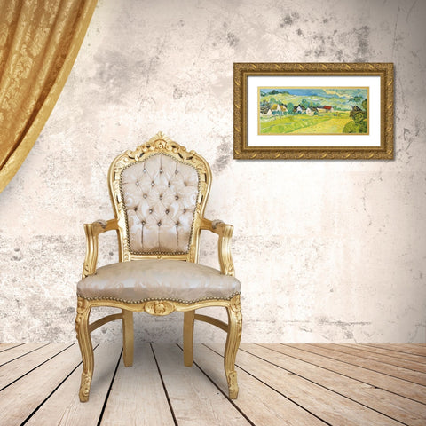 Vue ensoleille pres d Auvers Gold Ornate Wood Framed Art Print with Double Matting by Van Gogh, Vincent