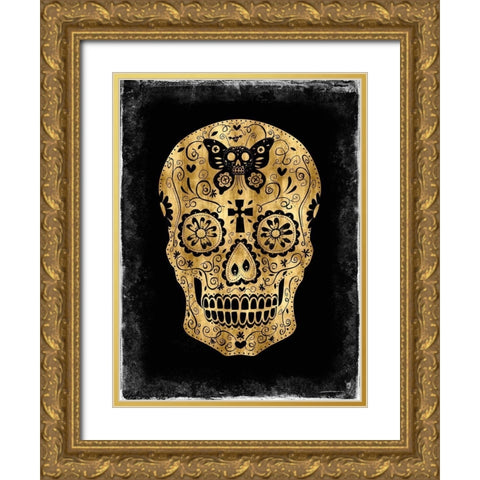 Day of the Dead in Gold and Black Gold Ornate Wood Framed Art Print with Double Matting by Wagner, Martin