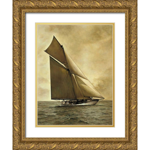 Caress-1895 Gold Ornate Wood Framed Art Print with Double Matting by Matthews, William