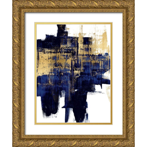 Dynamic Gold on Blue I Gold Ornate Wood Framed Art Print with Double Matting by Wise, Alex