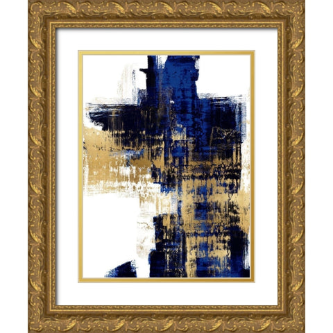 Dynamic Gold on Blue II Gold Ornate Wood Framed Art Print with Double Matting by Wise, Alex
