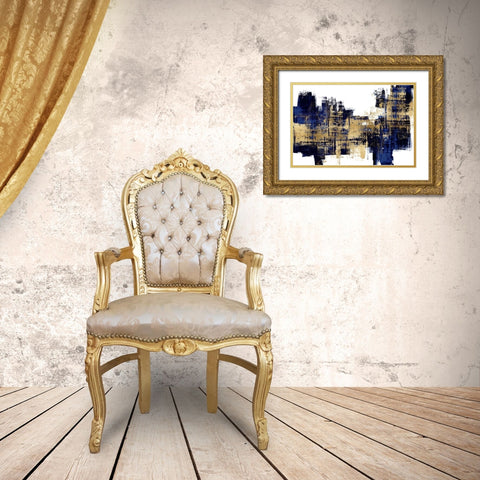 Vibrant Gold on Blue Gold Ornate Wood Framed Art Print with Double Matting by Wise, Alex