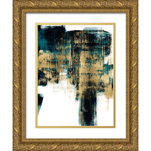 Infatuation Gold on Teal II Gold Ornate Wood Framed Art Print with Double Matting by Wise, Alex