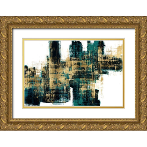 Vibrant Gold on Teal Gold Ornate Wood Framed Art Print with Double Matting by Wise, Alex