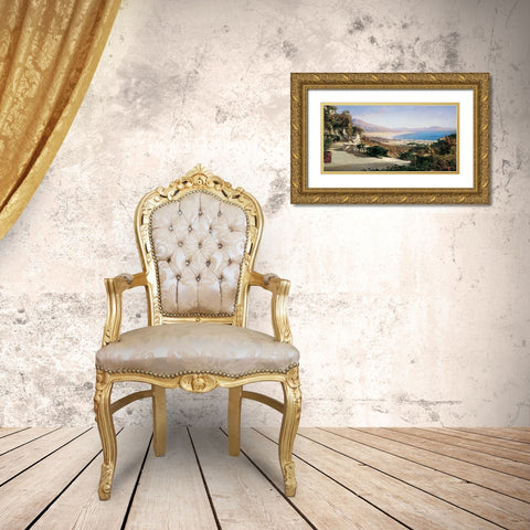 A View of the Bay of Naples Gold Ornate Wood Framed Art Print with Double Matting by Wyld, William