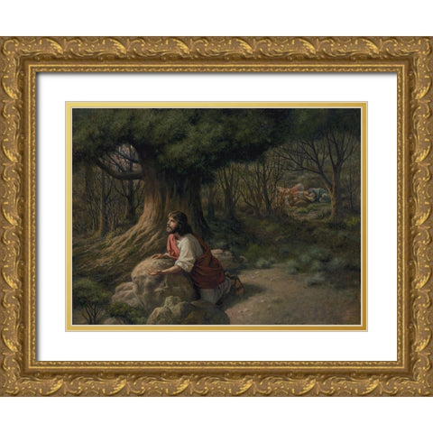 Thy Will Be Done Gold Ornate Wood Framed Art Print with Double Matting by Seward, James