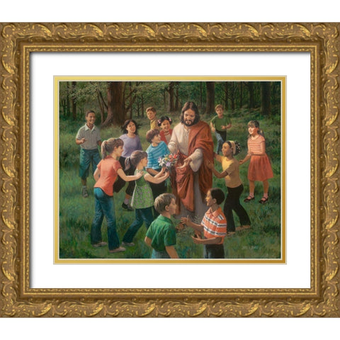 Rejoice In the Lord Gold Ornate Wood Framed Art Print with Double Matting by Seward, James
