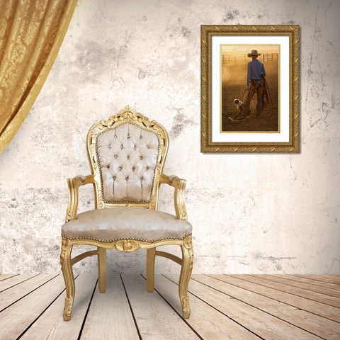 Waiting To Go For It Gold Ornate Wood Framed Art Print with Double Matting by Dawson, Robert