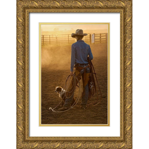 Waiting To Go For It Gold Ornate Wood Framed Art Print with Double Matting by Dawson, Robert