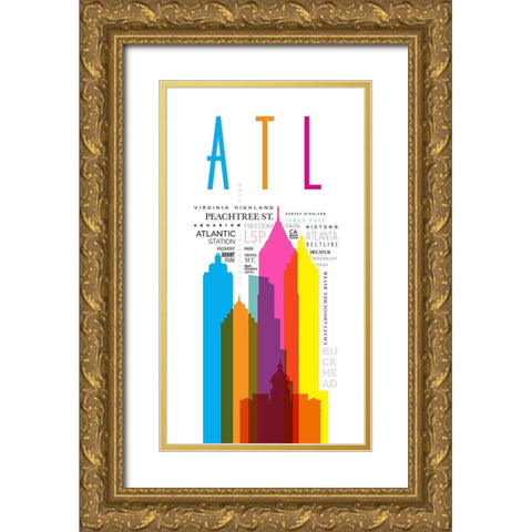 Atlanta Streets City Signs Gold Ornate Wood Framed Art Print with Double Matting by Somerset