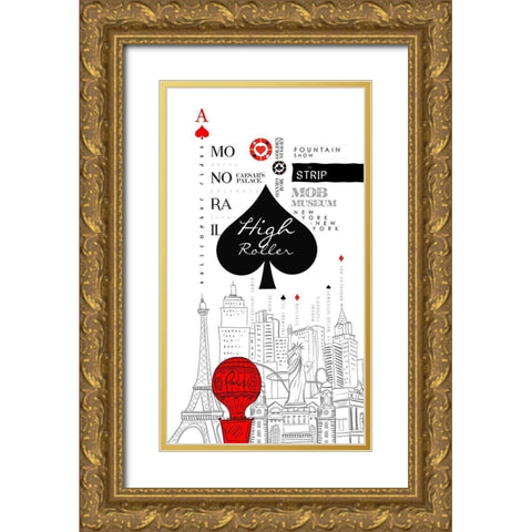 Las Vegas Sign Gold Ornate Wood Framed Art Print with Double Matting by Somerset