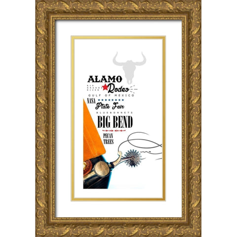 Texas Sign 1 Gold Ornate Wood Framed Art Print with Double Matting by Somerset