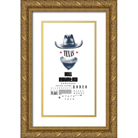 Texas Sign 3 Gold Ornate Wood Framed Art Print with Double Matting by Somerset
