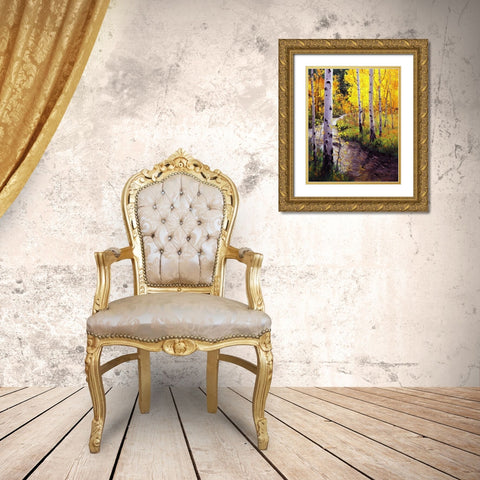 Twilight Glow Over Aspen Gold Ornate Wood Framed Art Print with Double Matting by Kim, Gary