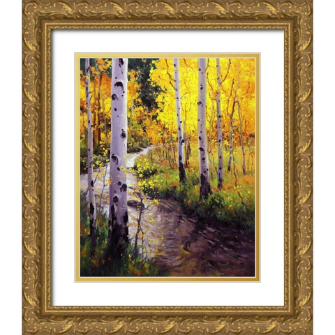 Twilight Glow Over Aspen Gold Ornate Wood Framed Art Print with Double Matting by Kim, Gary