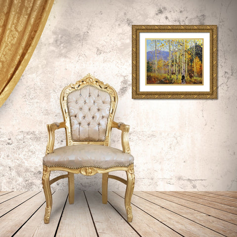 Elks in Heaven Gold Ornate Wood Framed Art Print with Double Matting by Kim, Gary